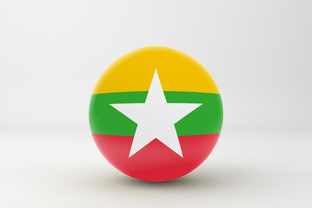 Free photo myanmar flag in white background