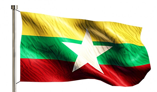 Myanmar National Flag Isolated 3D White Background