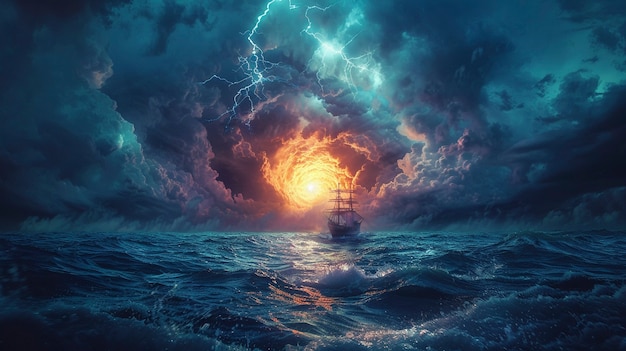 Free photo mysterious bermuda triangle area with fantasy aesthetic