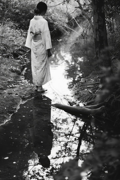 Free Photo mysterious character in forest