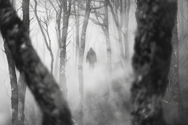 Mysterious character in forest