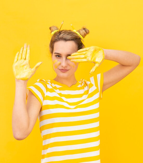 Mysterious woman with painted hands