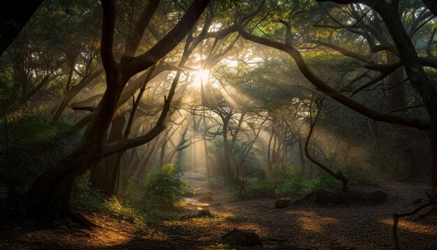 Mystery surrounds the spooky foggy forest path generated by AI