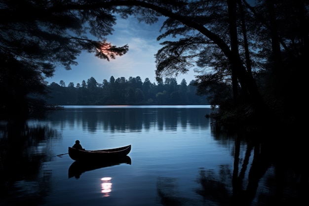 Free photo mythical video game inspired landscape with lake at night