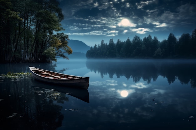 Free Photo mythical video game inspired landscape with lake at night