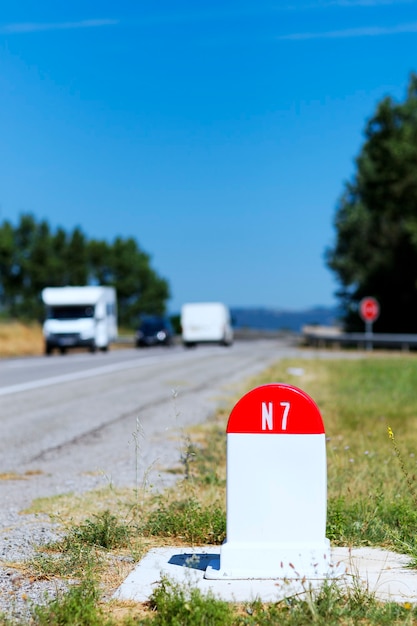 N7 road milestone in France