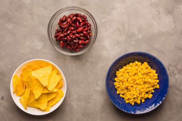 Free Photo nacho chips, beans and corn