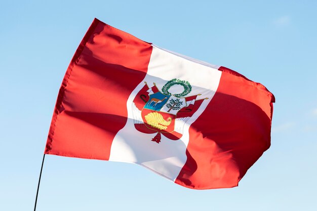 National silk peru flag outdoors