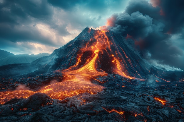 Free Photo natural disaster volcanic eruption