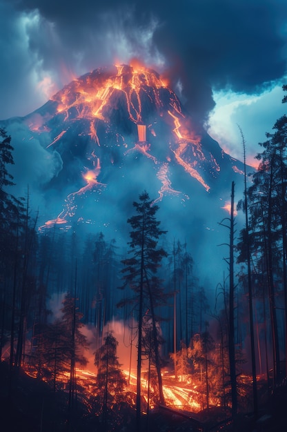 Free photo natural disaster volcanic eruption