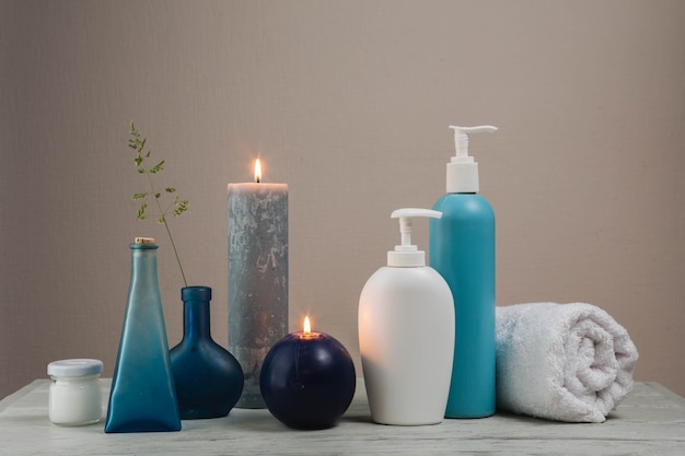 Natural elements for spa with candles