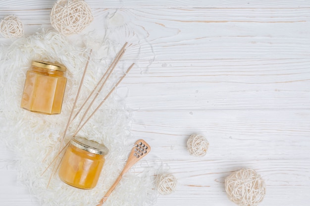 Free photo natural elements for spa with honey