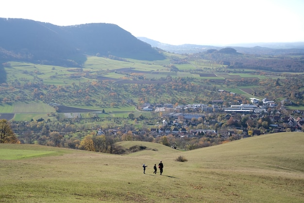 Natural landscape with people enjoying the nature