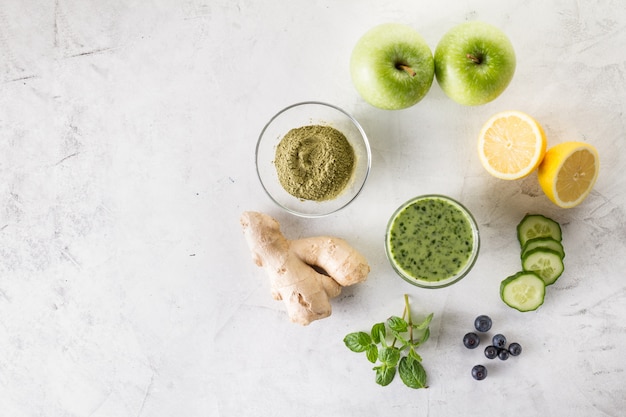 Natural smoothie with ingredients