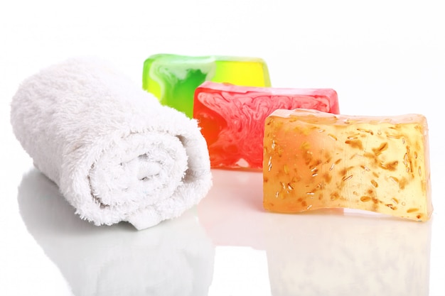 Natural soap and towel