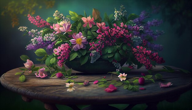 Nature beauty in floral gift arrangement indoors generated by AI