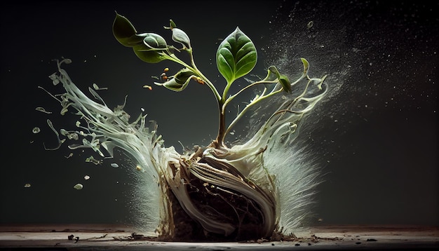 Free photo nature growth underwater root and wet background generative ai