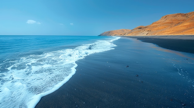 Free photo nature landscape with black sand on beach