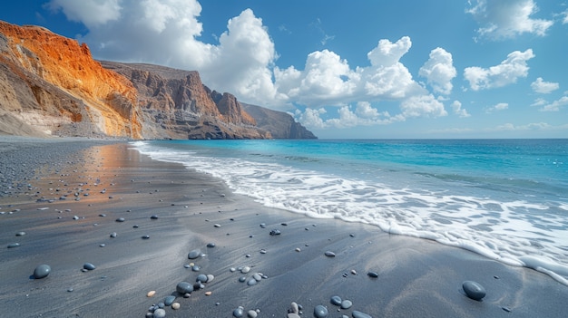 Free photo nature landscape with black sand on beach