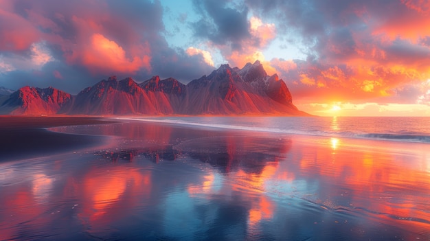 Free Photo nature landscape with black sand on beach