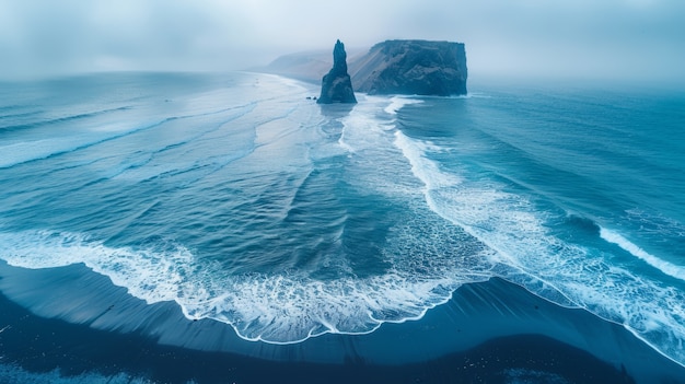 Free photo nature landscape with black sand on beach