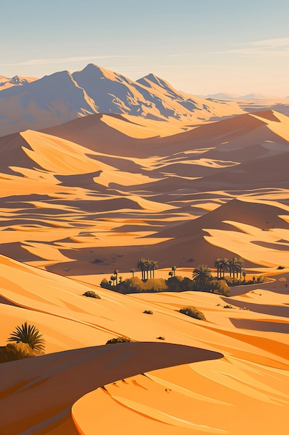 Free Photo nature landscape with cartoon desert and dry nature