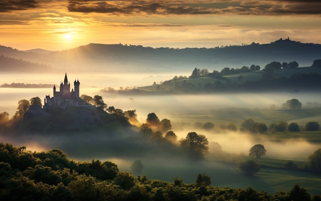 Free Photo nature landscape with castle building