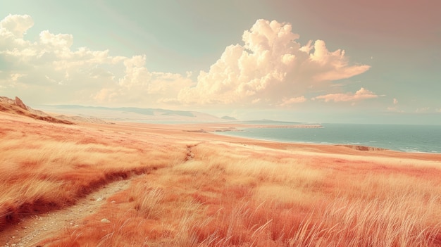 Free Photo nature landscape with dreamy aesthetic and color of the year tones