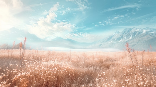 Free photo nature landscape with dreamy aesthetic and color of the year tones