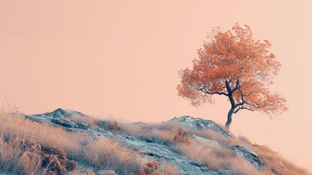 Nature landscape with dreamy aesthetic and color of the year tones