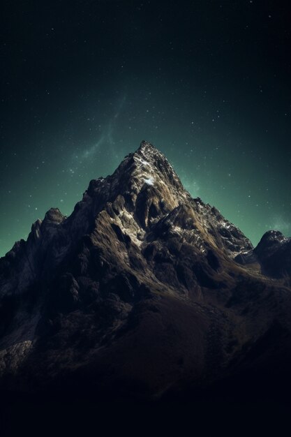 Nature landscape with mountains and starry night sky