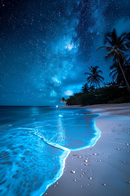 Free photo nature landscape with starry clear sky