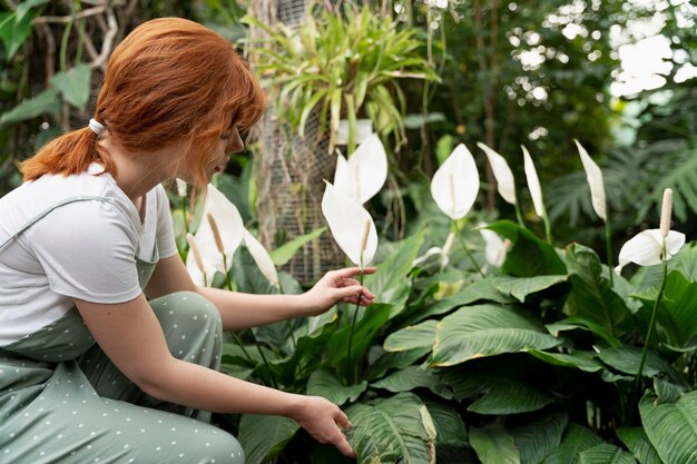 Nature lover working in a greenhouse