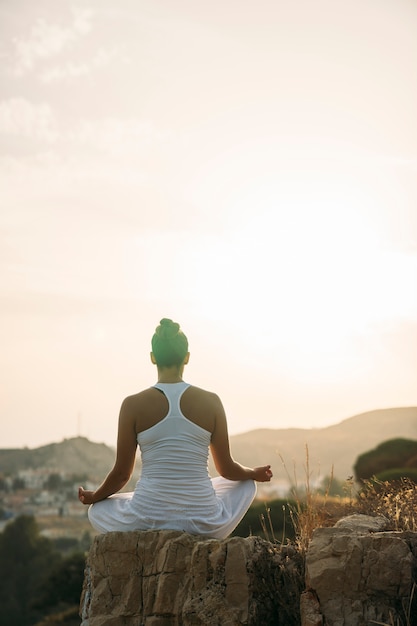 Nature, sunset and meditation