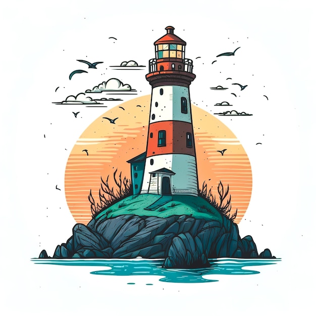 Nautical lighthouse sea navigation beacon generative AI