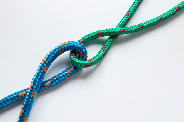 Free Photo nautical rope knots in blue and green colors