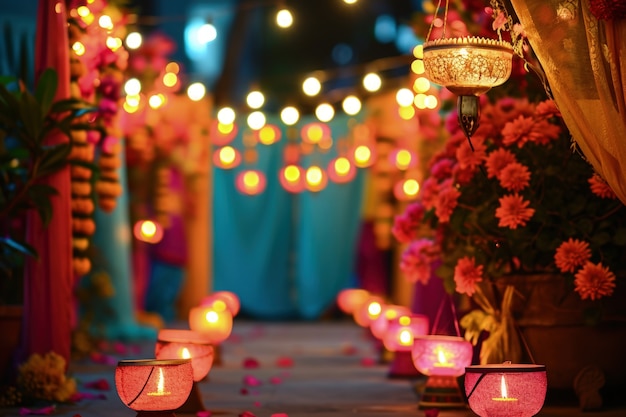 Free Photo navratri decoration with candles