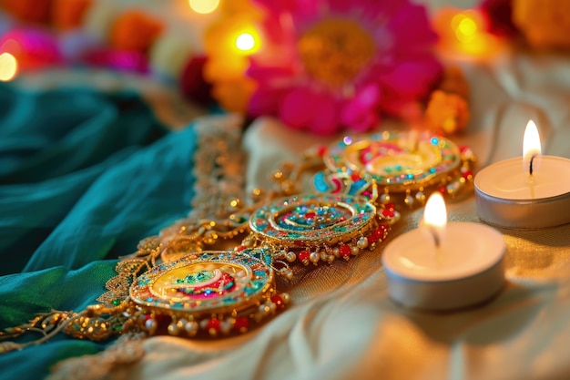 Free Photo navratri highly detailed candle decoration