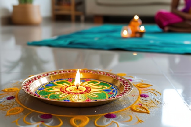 Free photo navratri highly detailed candle decoration