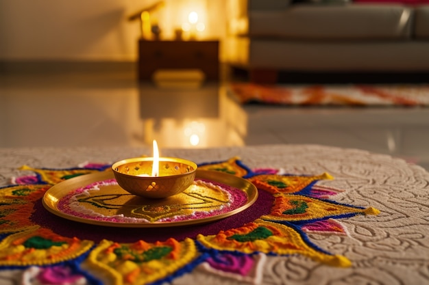 Free Photo navratri highly detailed candle decoration