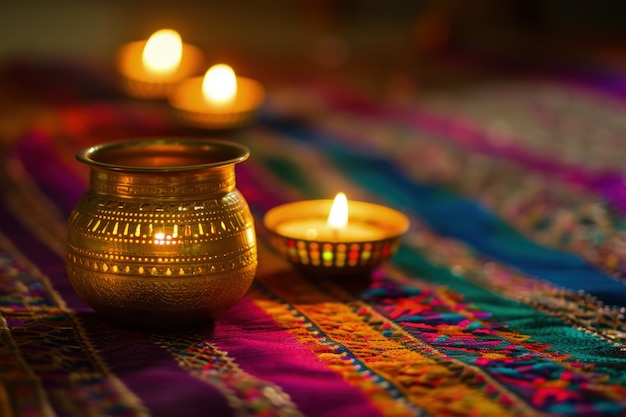 Free photo navratri highly detailed candle decoration