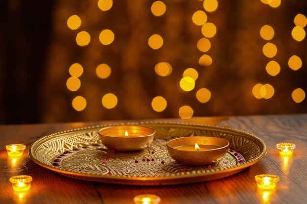 Free photo navratri highly detailed candle decoration