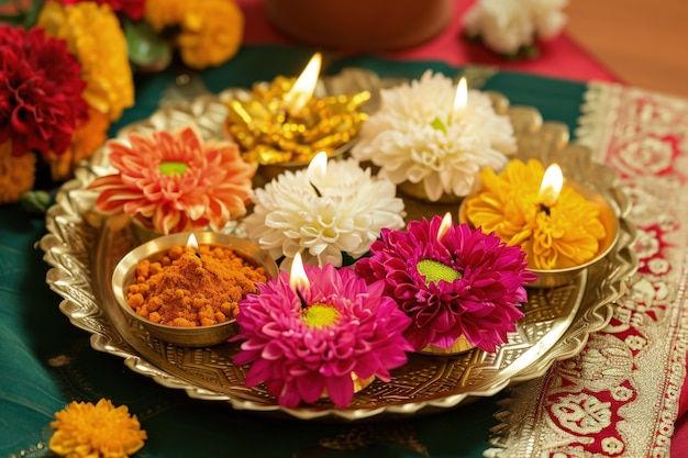 Free Photo navratri highly detailed floral decoration