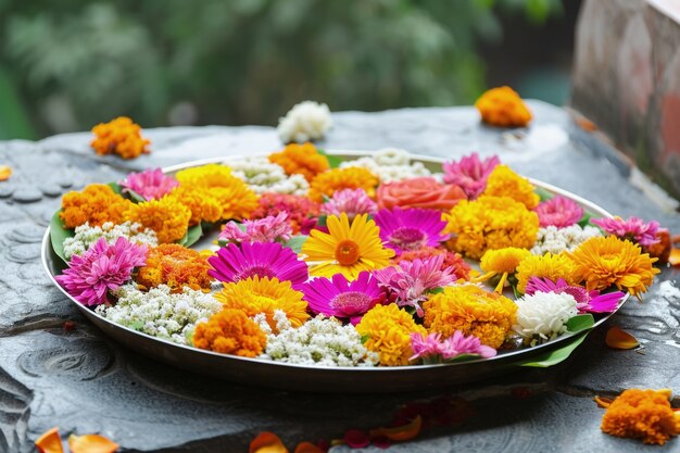 Free Photo navratri highly detailed floral decoration