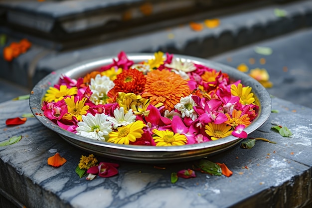 Free Photo navratri highly detailed floral decoration