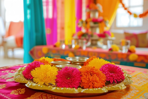 Free Photo navratri highly detailed floral decoration