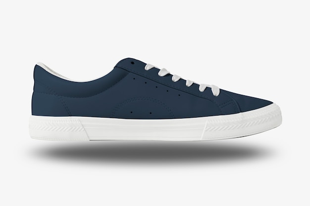 Free photo navy canvas sneakers unisex footwear fashion