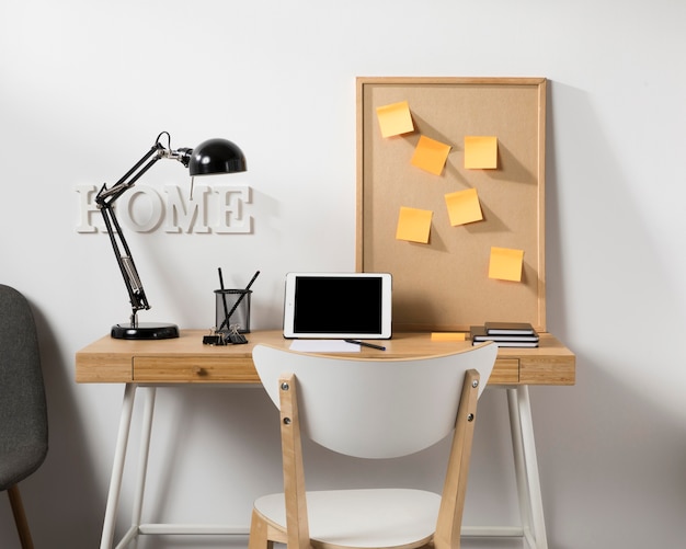 Free Photo neat and tidy workspace with tablet on desk