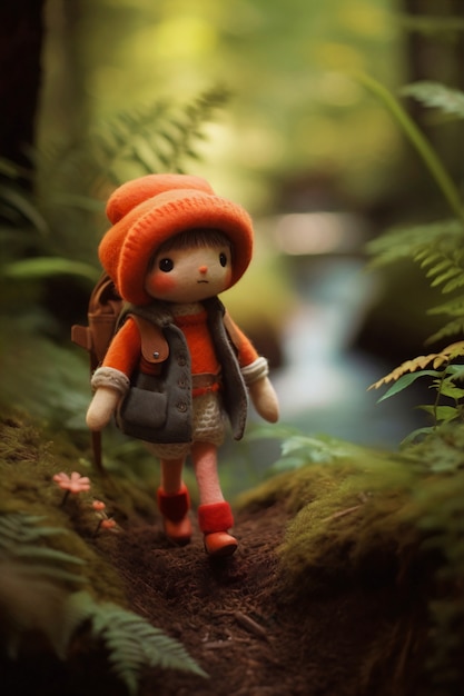 Free photo needle felted character in nature