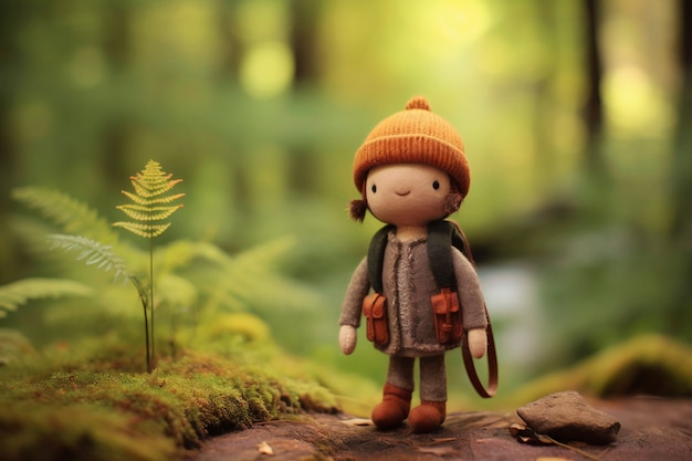 Free photo needle felted character in nature